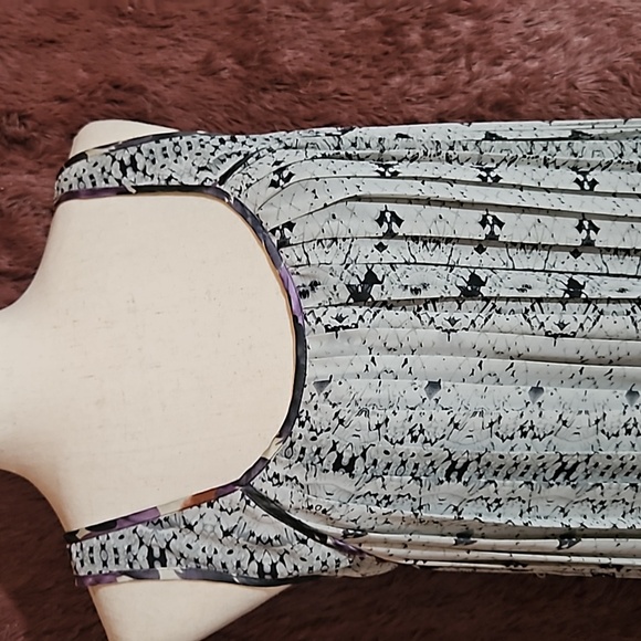 Ark & Co. Snake Print Pleated Floral Trim Sleeveless Dress - Picture 2 of 8